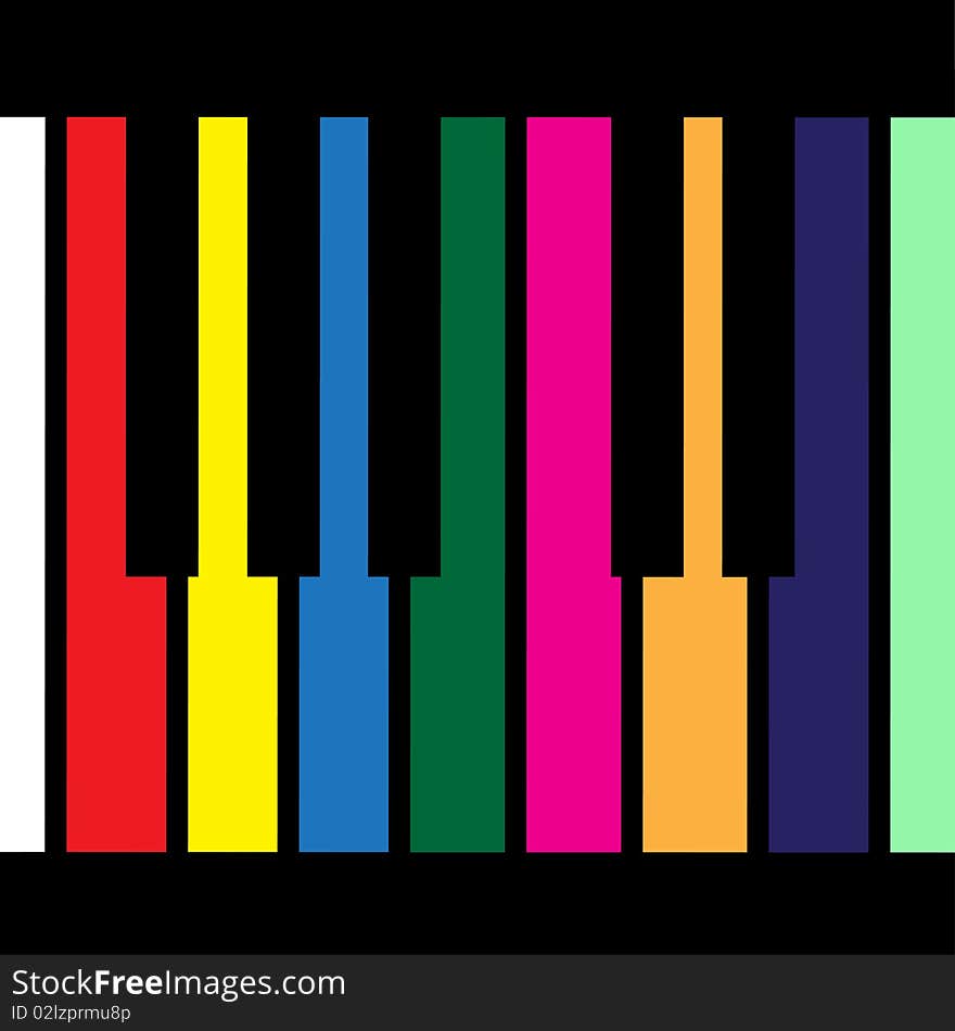 Multicolored piano keys as background