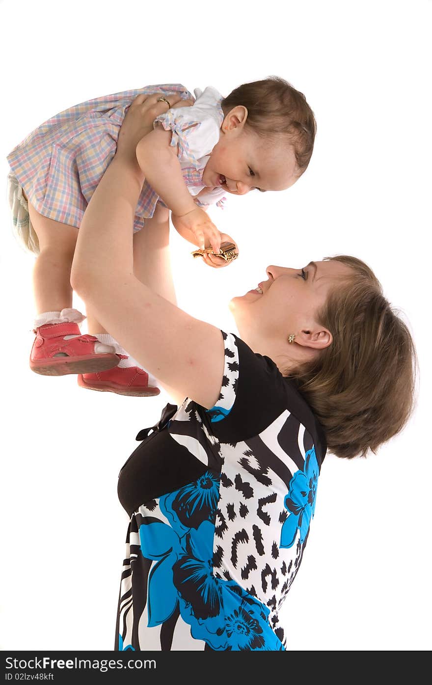 Young woman holding her baby girl. Young woman holding her baby girl