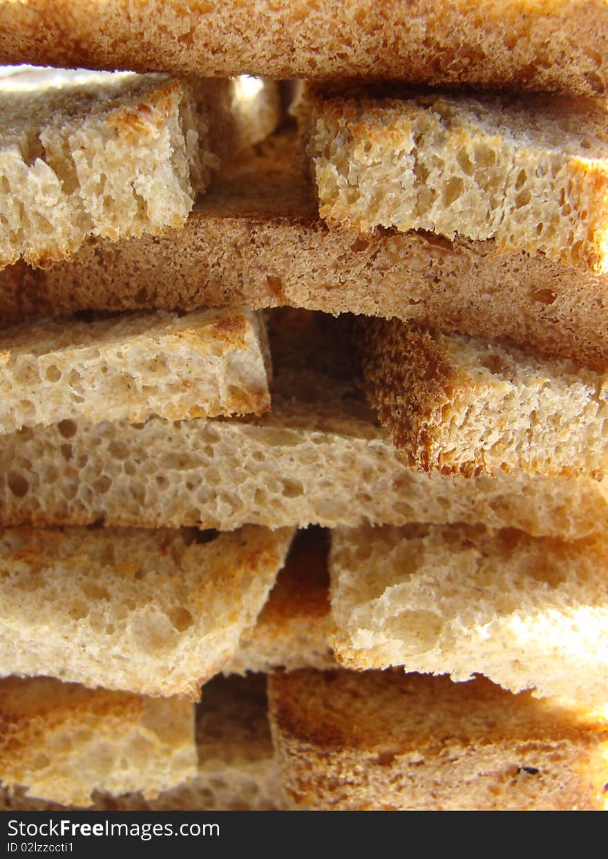 Slices of the dried black bread close up