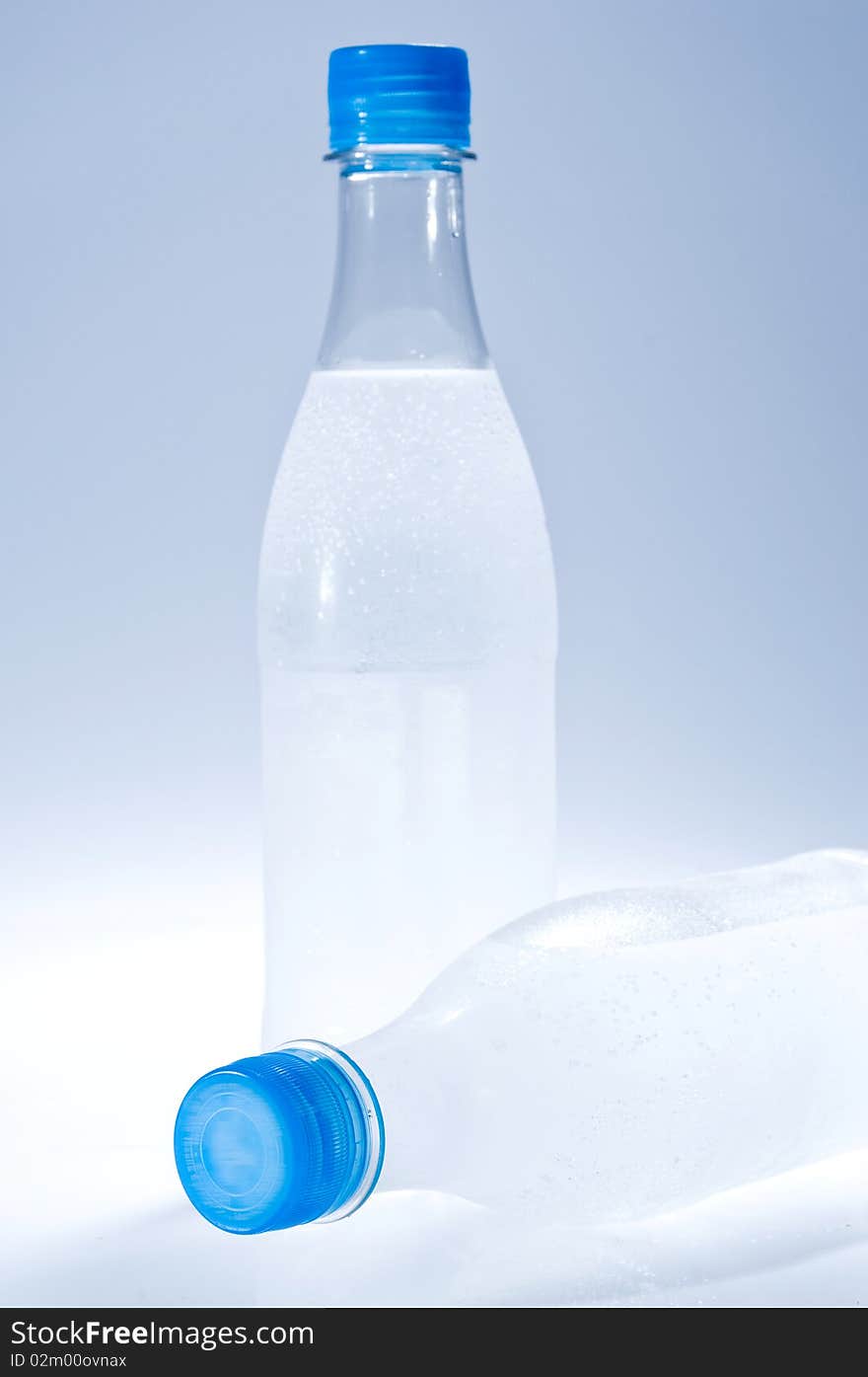 Isolated water bottles with copy space