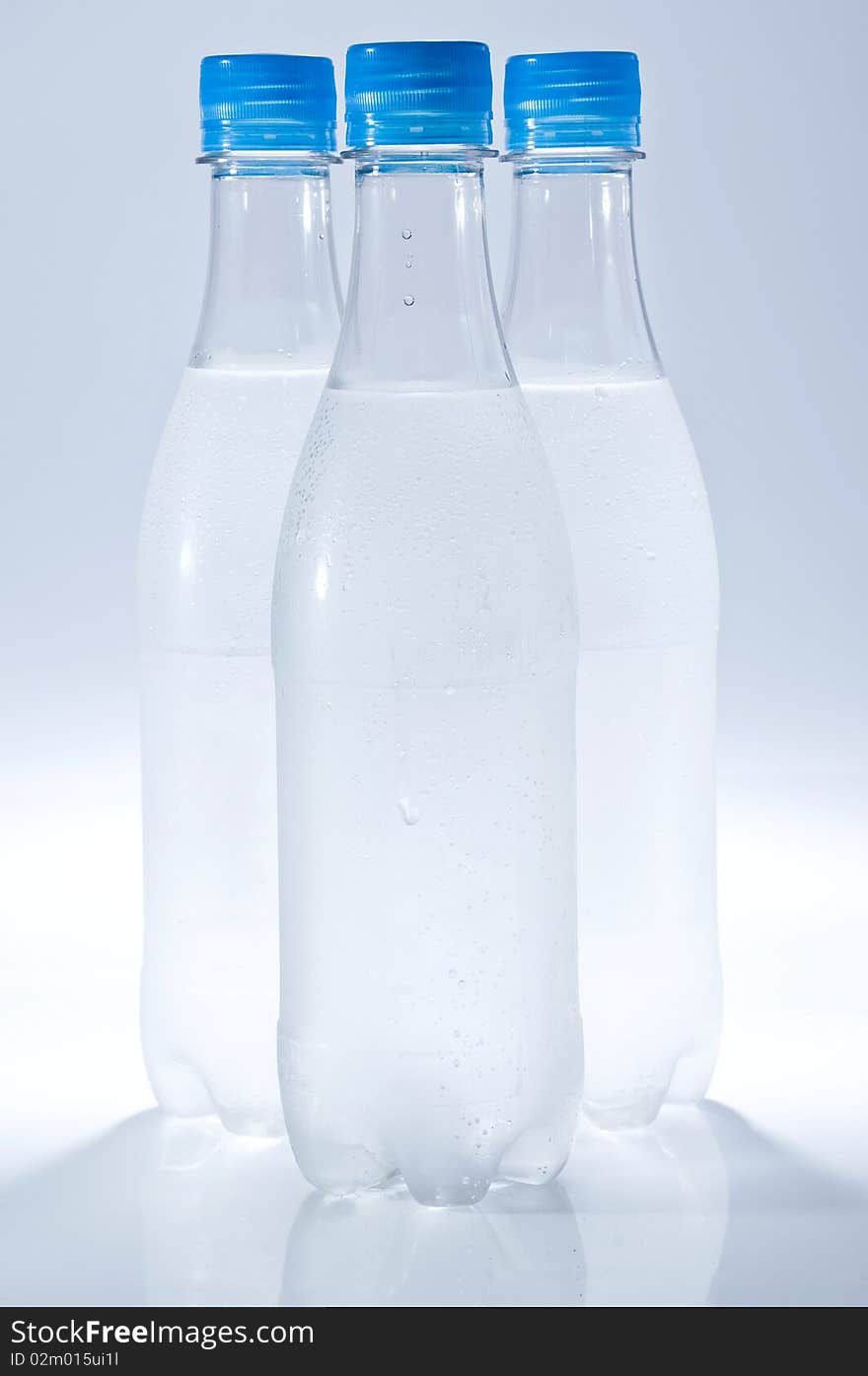 Isolated water bottles with copy space