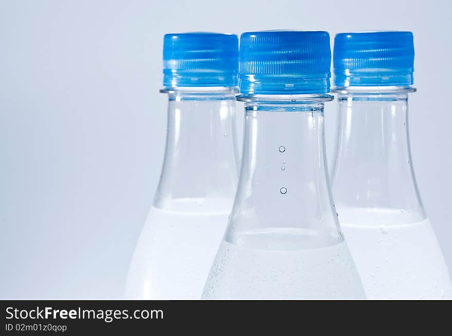 Isolated water bottles with copy space