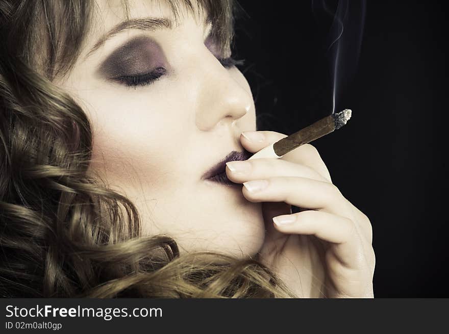 Girl smoking a cigarette