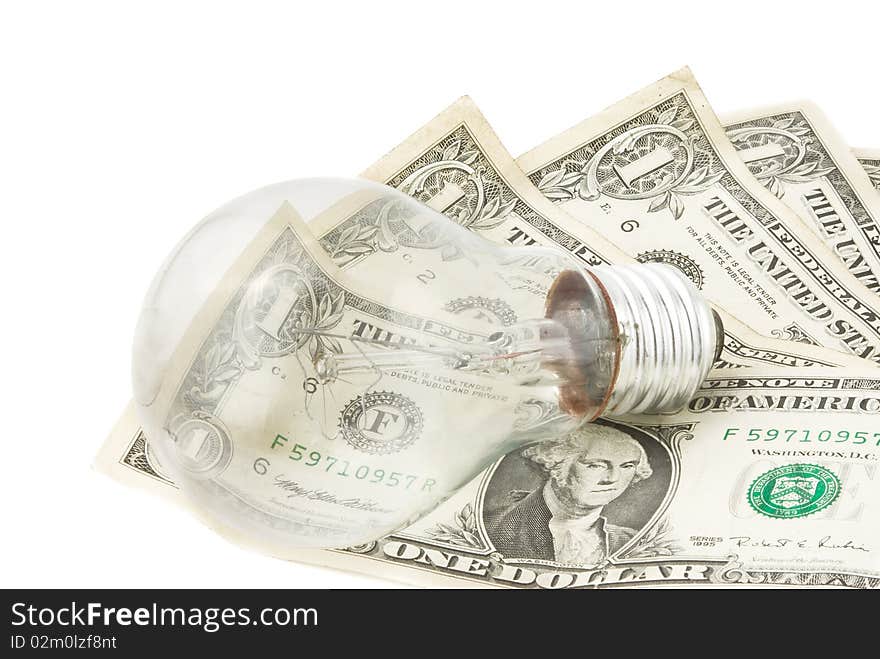 Lamp bulb on american dollar