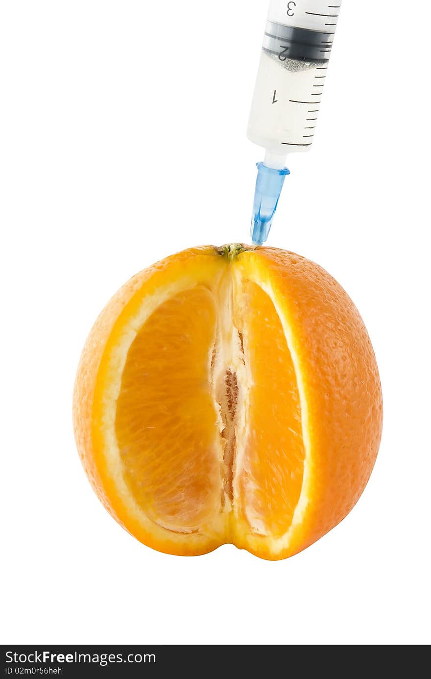 Juicy Orange with syringe.