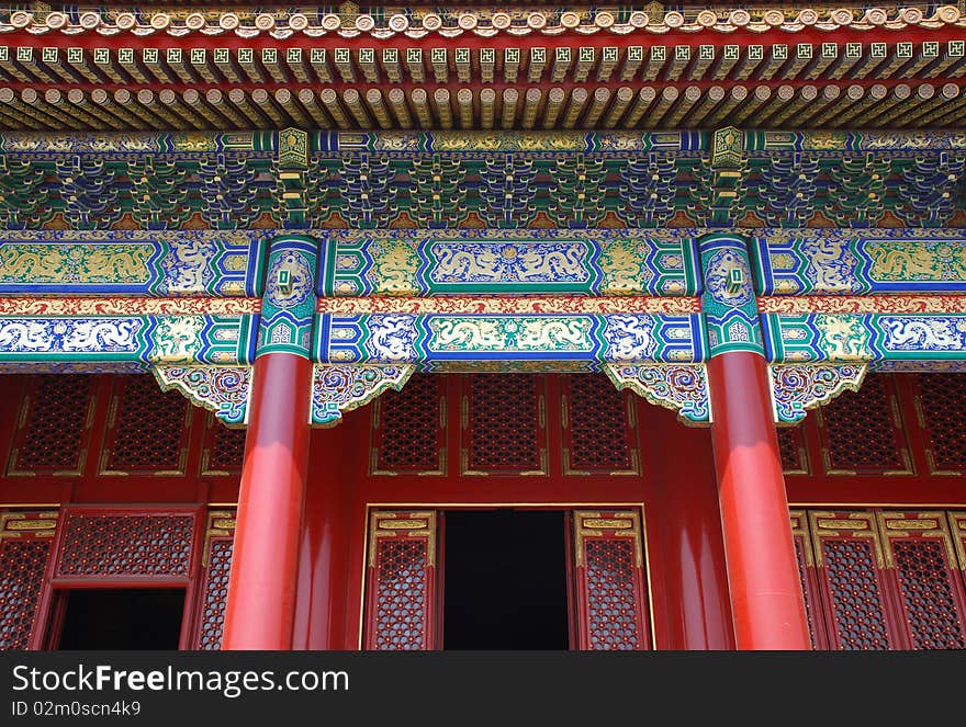 Red chinese ornate pavillion in Empire Forbidden City(Beijing). Red chinese ornate pavillion in Empire Forbidden City(Beijing)