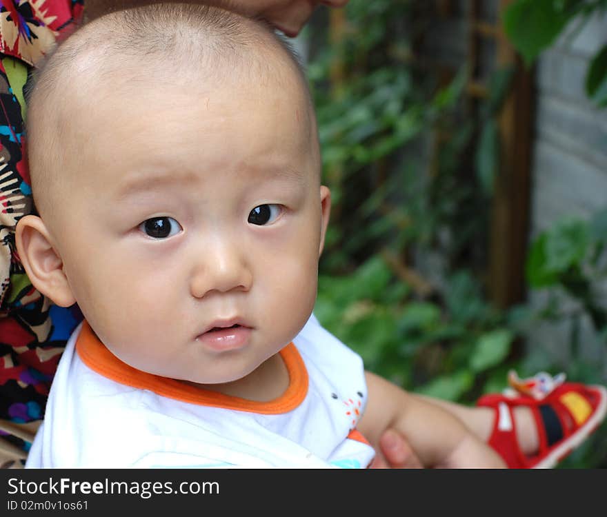 Cute asian baby boy in park. Cute asian baby boy in park