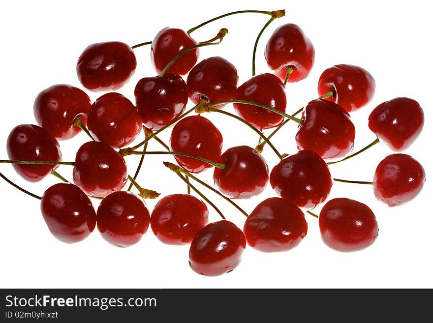 Sweet cherries on white background