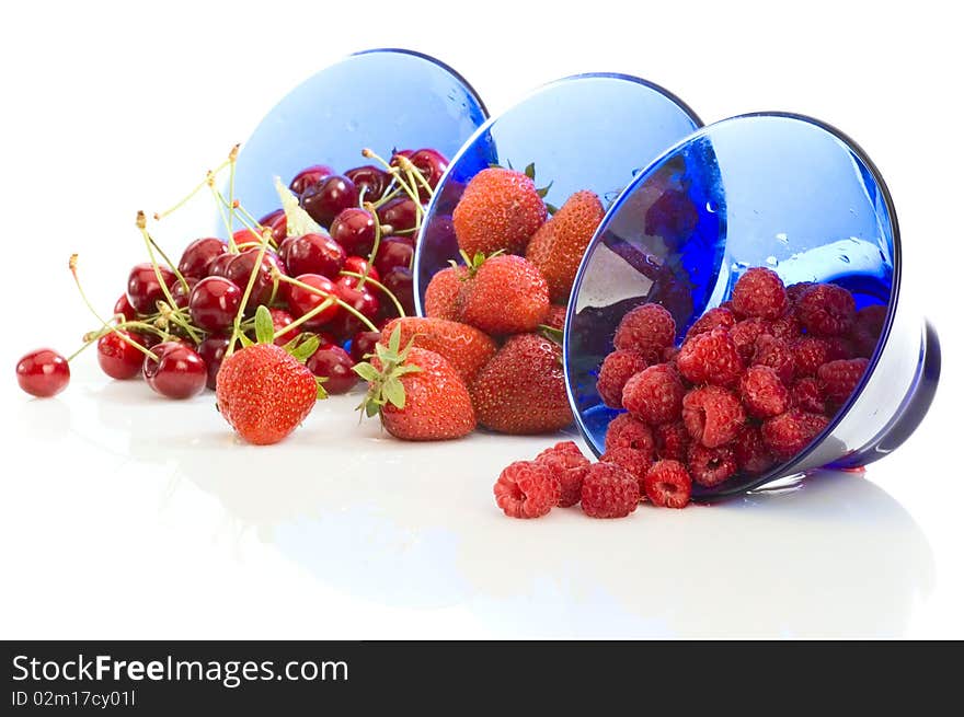 Summer fruits in three modern plates concept. Summer fruits in three modern plates concept