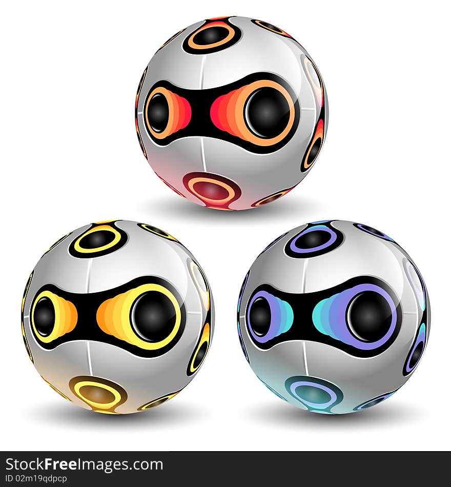 Colorful Soccer Balls Icon Set. New design