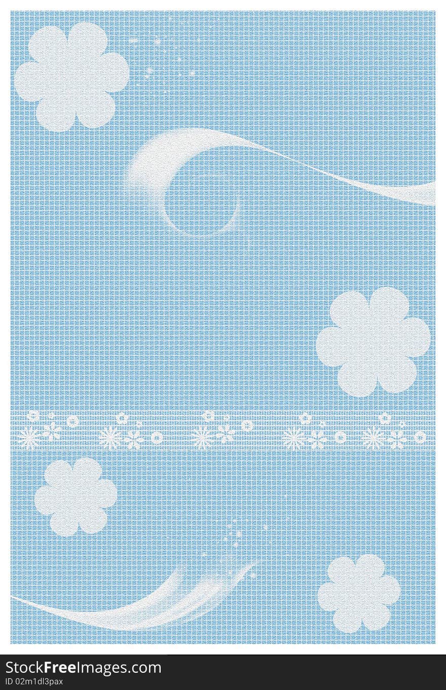 A beautiful invitation card in blue and white with flowers and abstract  background