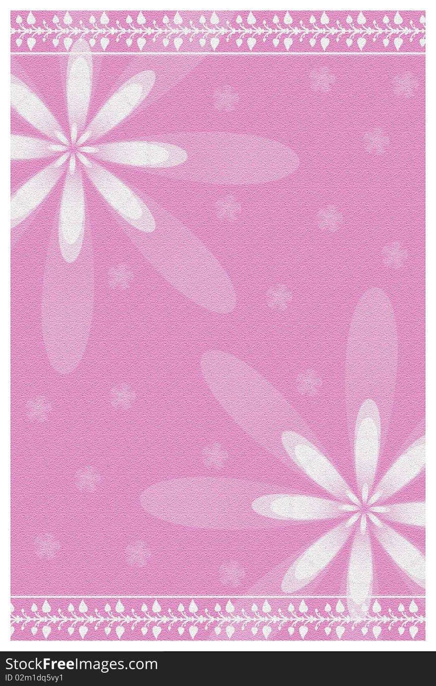 A beautiful invitation card in pink  and white with flowers and abstract  background