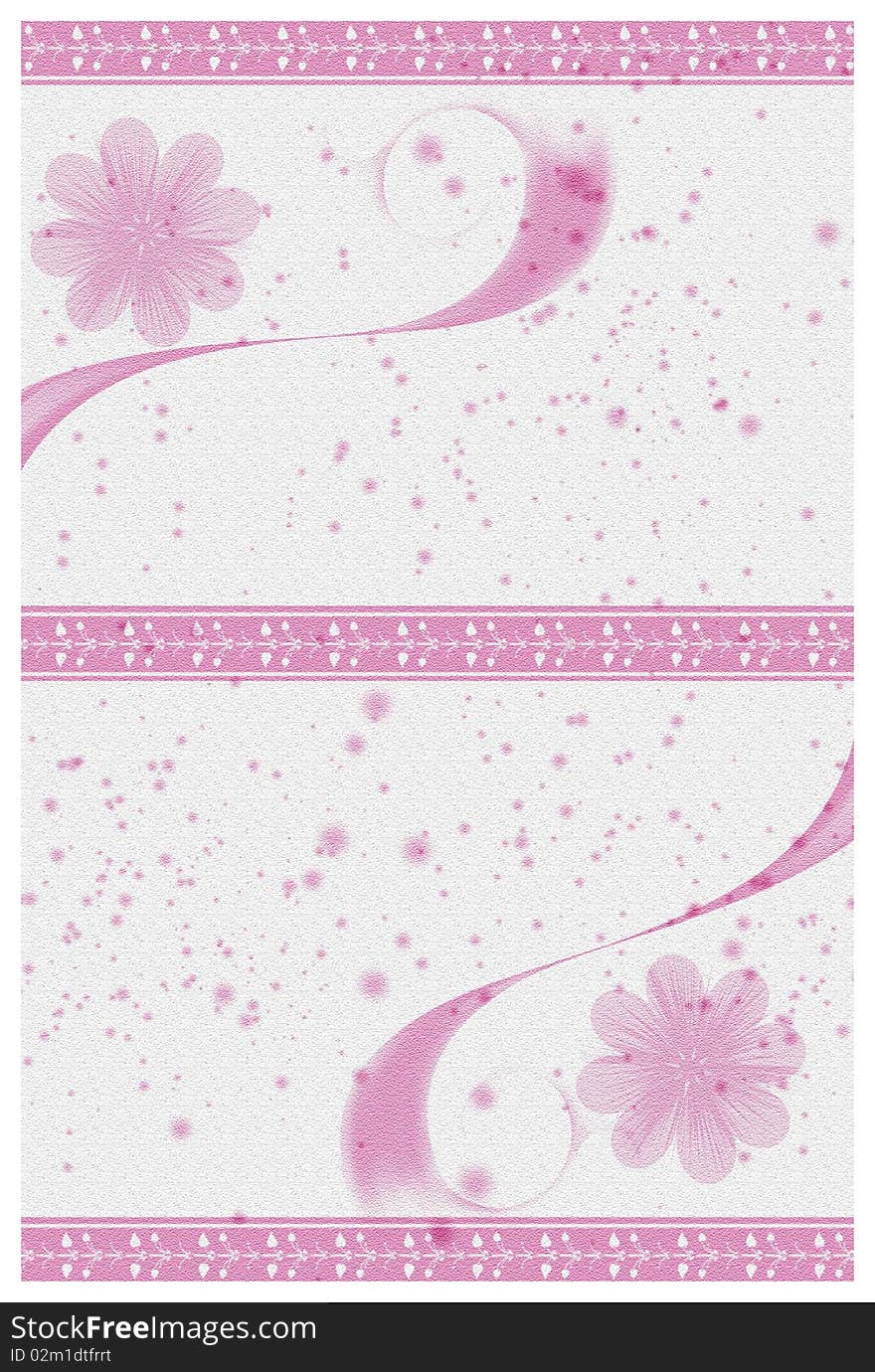 A beautiful invitation card in white and pink with flowers and abstract background