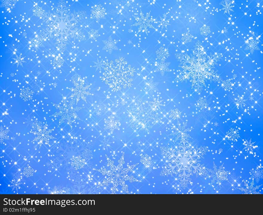 Snowflake pattern on blue for backgrounds. Snowflake pattern on blue for backgrounds