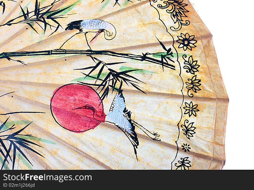 Umbrella from solar beams. The umbrella is made of a bamboo, to a special paper and is painted in east style.