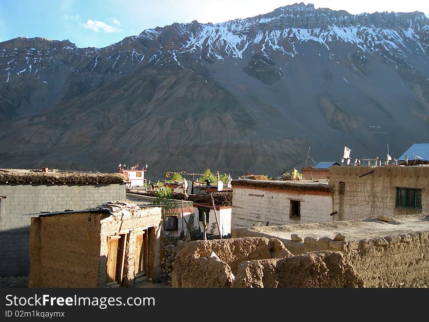 Dwellings in Spiti valley in the Himalayan mountains, Northern India. Dwellings in Spiti valley in the Himalayan mountains, Northern India