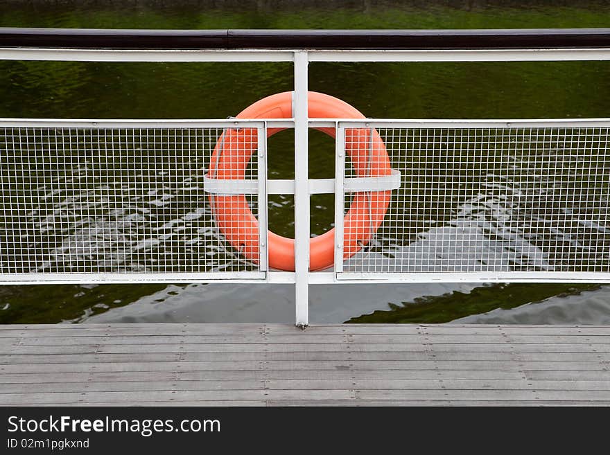 Life buoy on a parapet