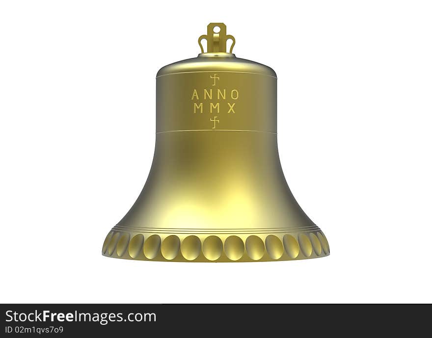 Church bell with inscription isolated on white 3d render