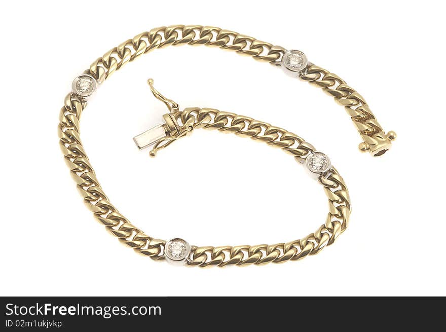 Golden chain on white isolated