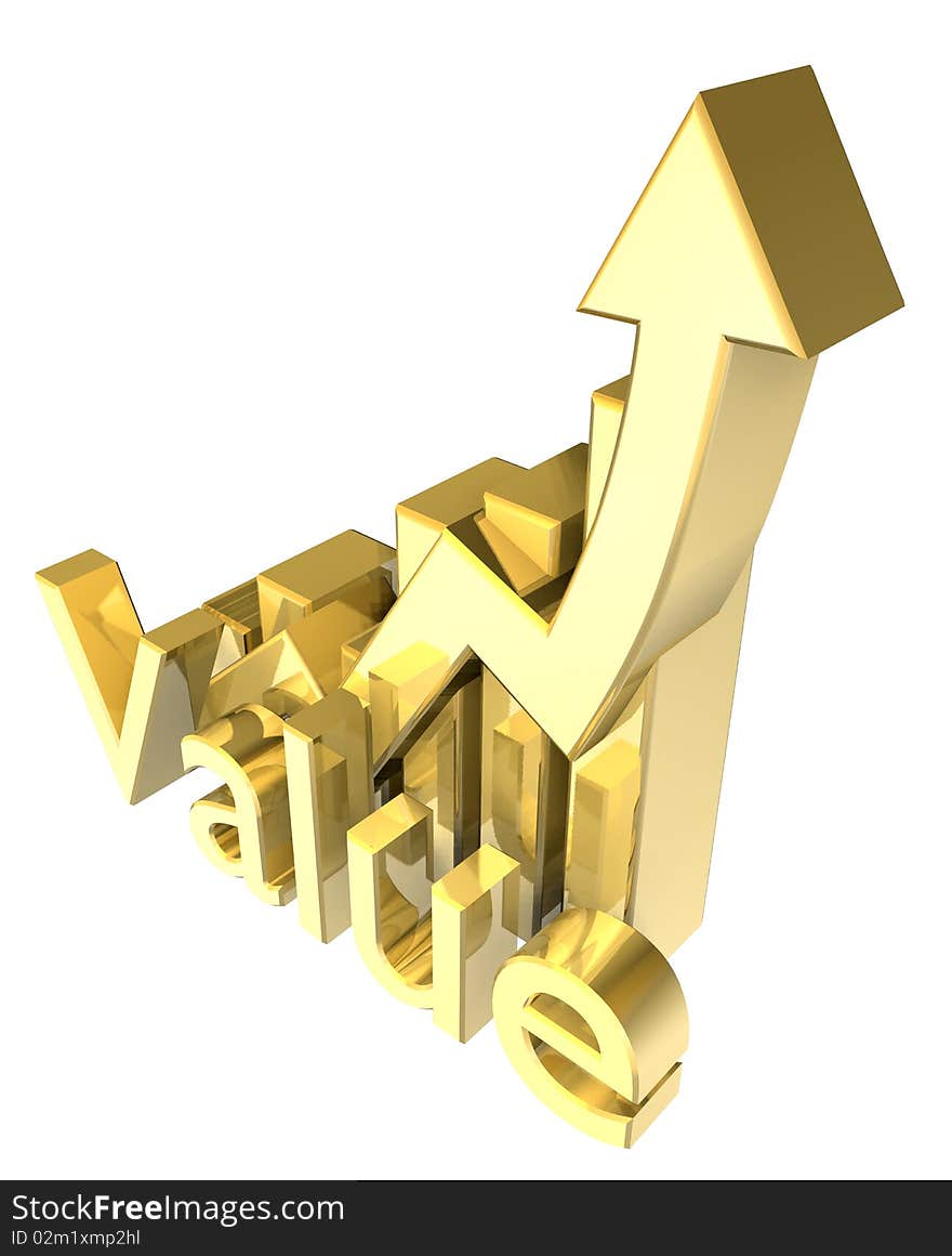 Statistics graphic in gold - 3d made