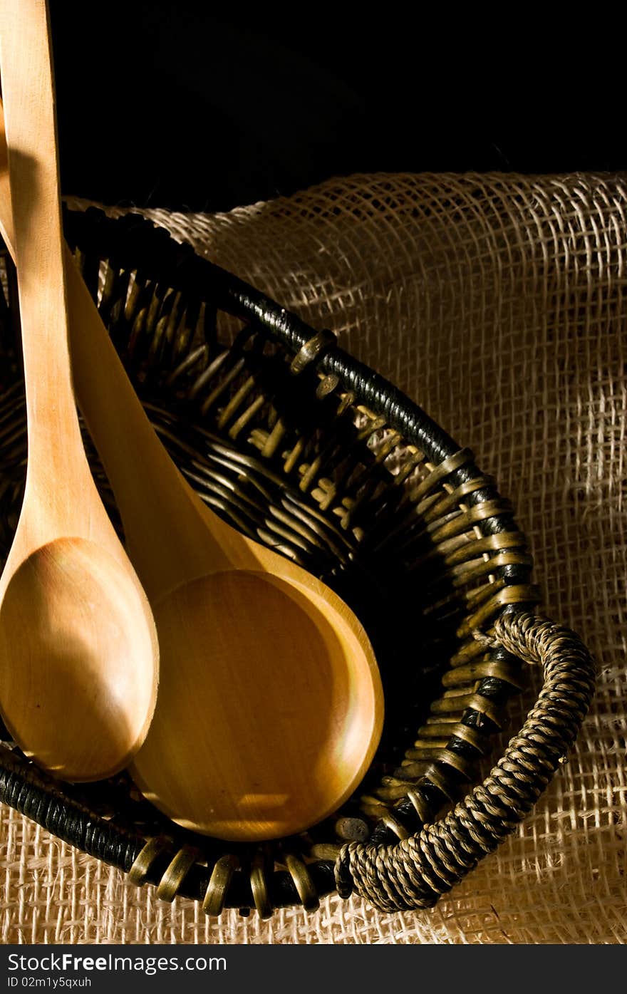 Basket And Wooden Spoons