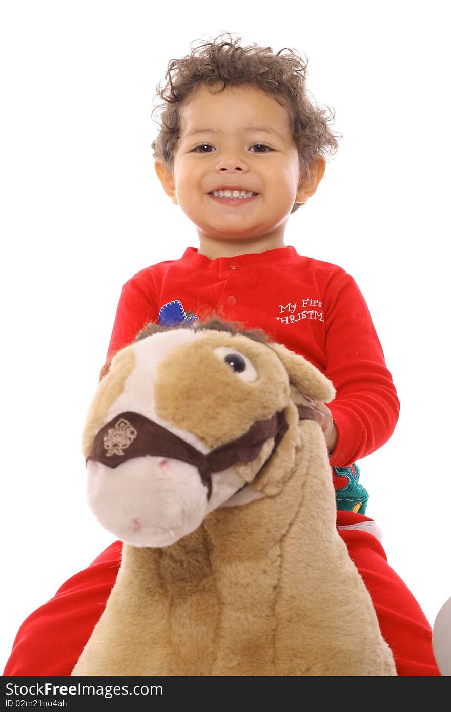 Shot of a toddler on a pony