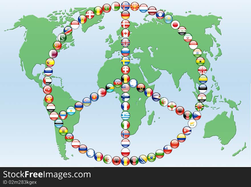 Sign from flags of the different countries the designating world