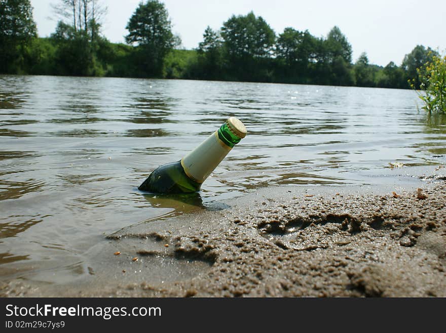 Cold beer and river