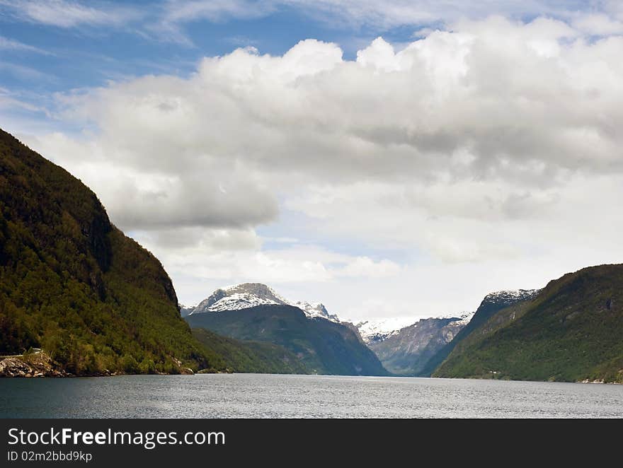 View of the Hardanger fjord in Norway. View of the Hardanger fjord in Norway