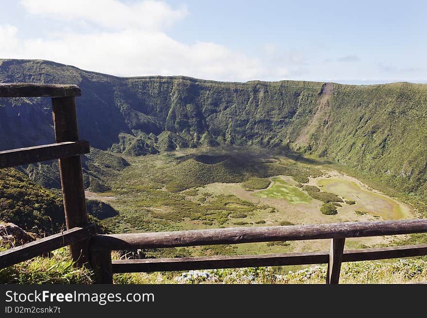 Inside of Caldeira volcano in Faial, Azores