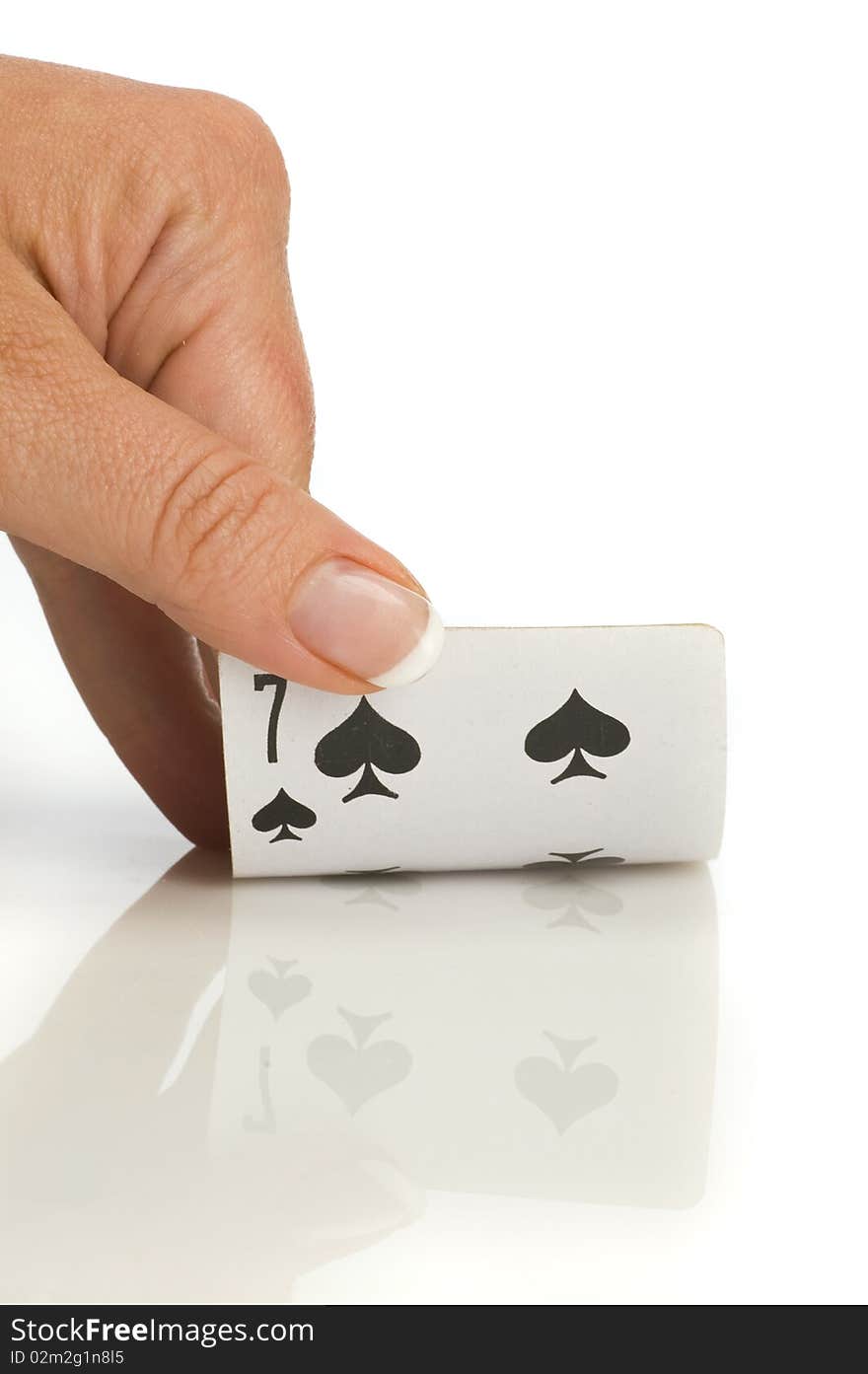 Opening the poker cards combination by the hand. Opening the poker cards combination by the hand