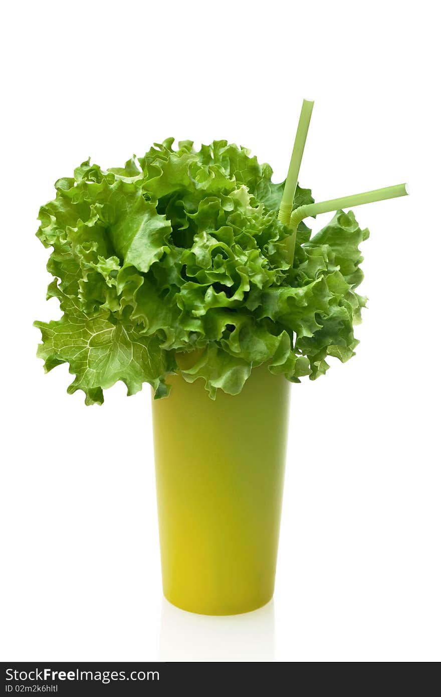 Vegetarian cocktail of lettuce in a glass