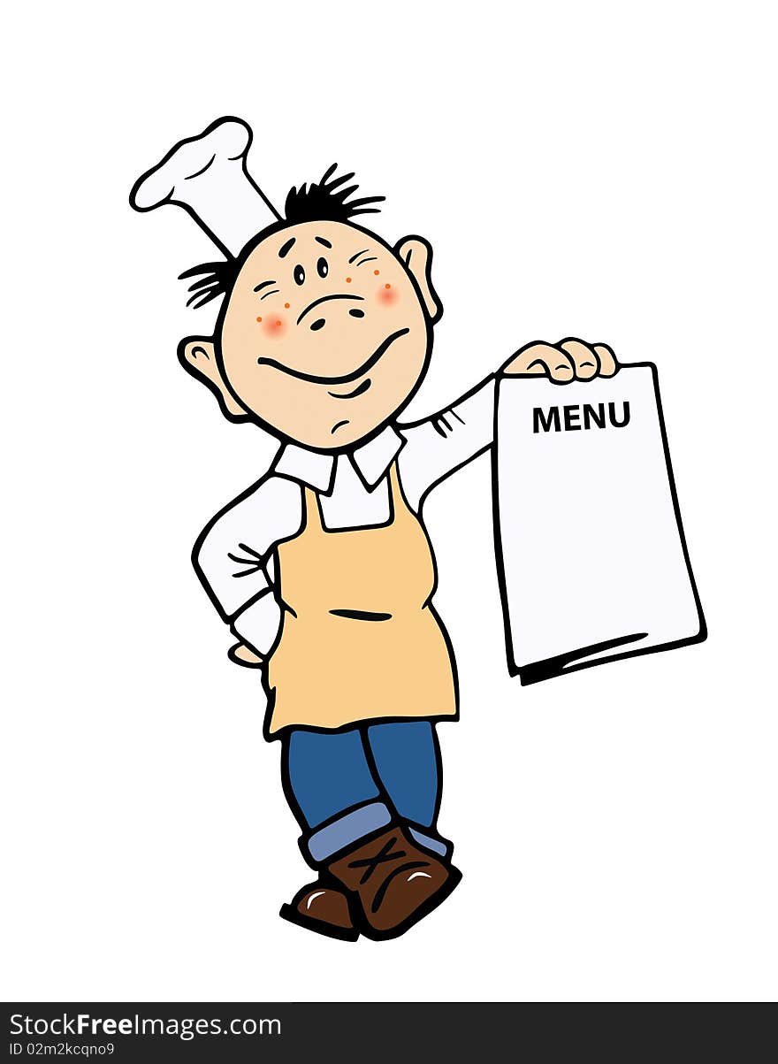 Vector illustration of the cook with menu form