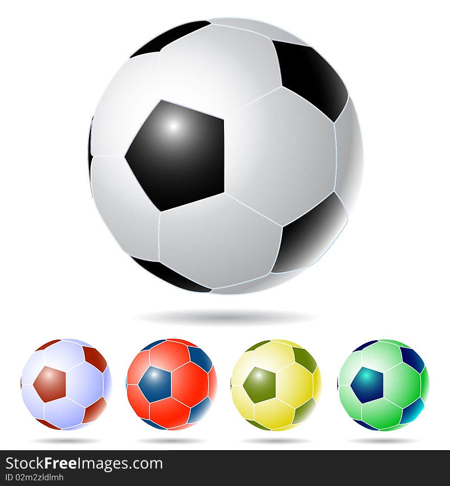 Five soccer balls.