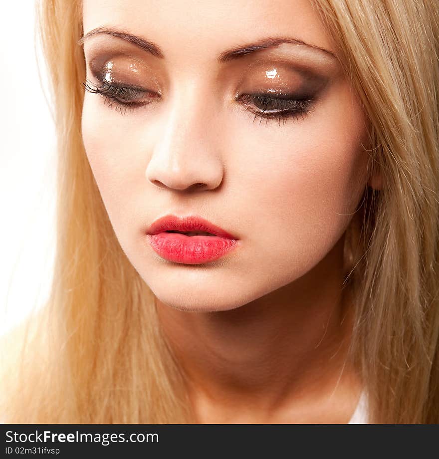 Portrait of young beautiful blond woman with makeup. Portrait of young beautiful blond woman with makeup