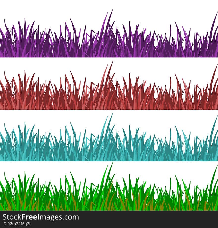 Grass Detail. colored grass on white background