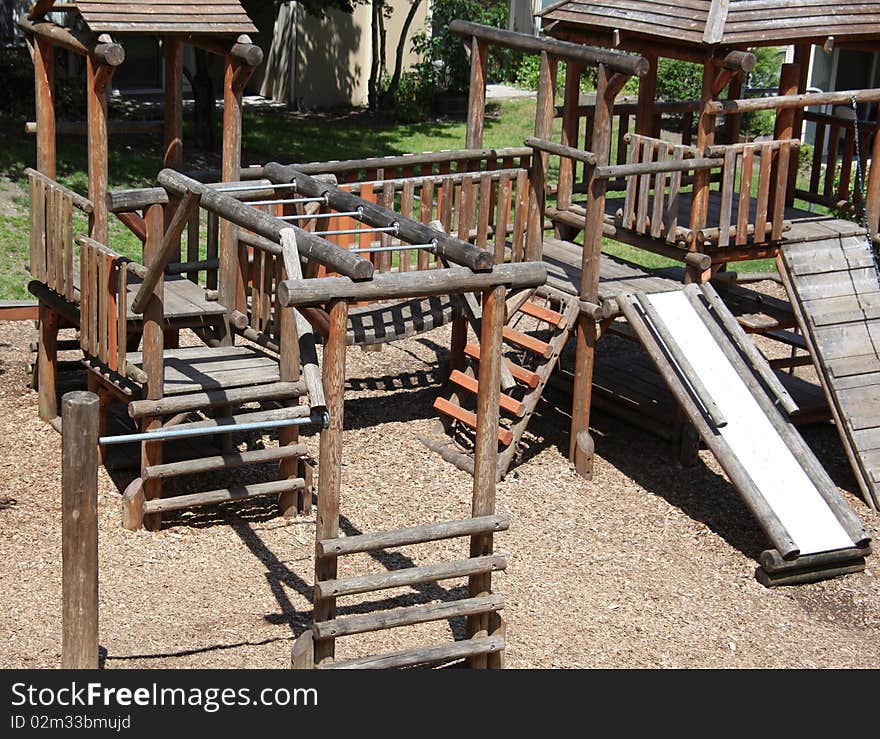 Playground equipment for kids to have fun playing on.