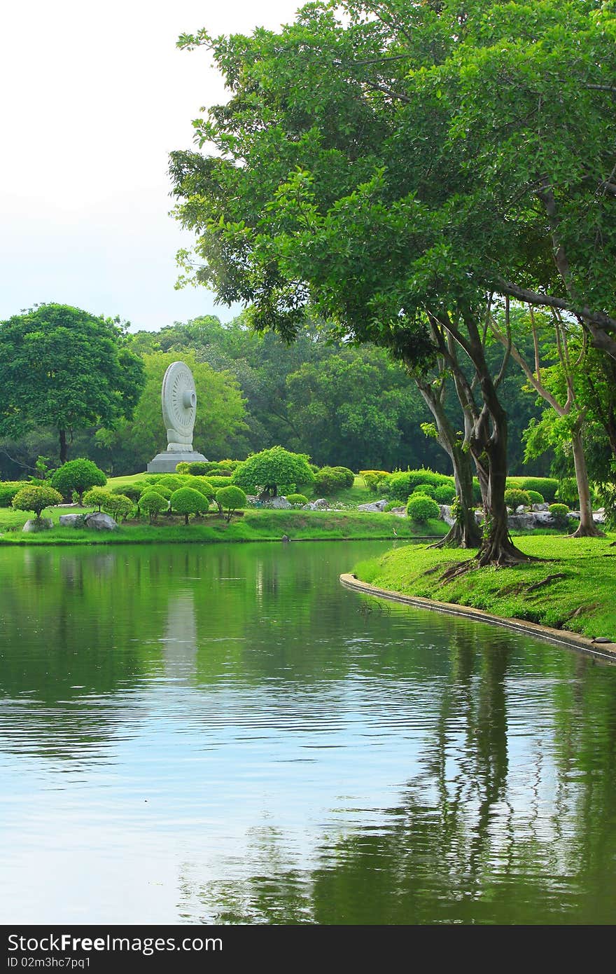 View on beautiful green park in the city.