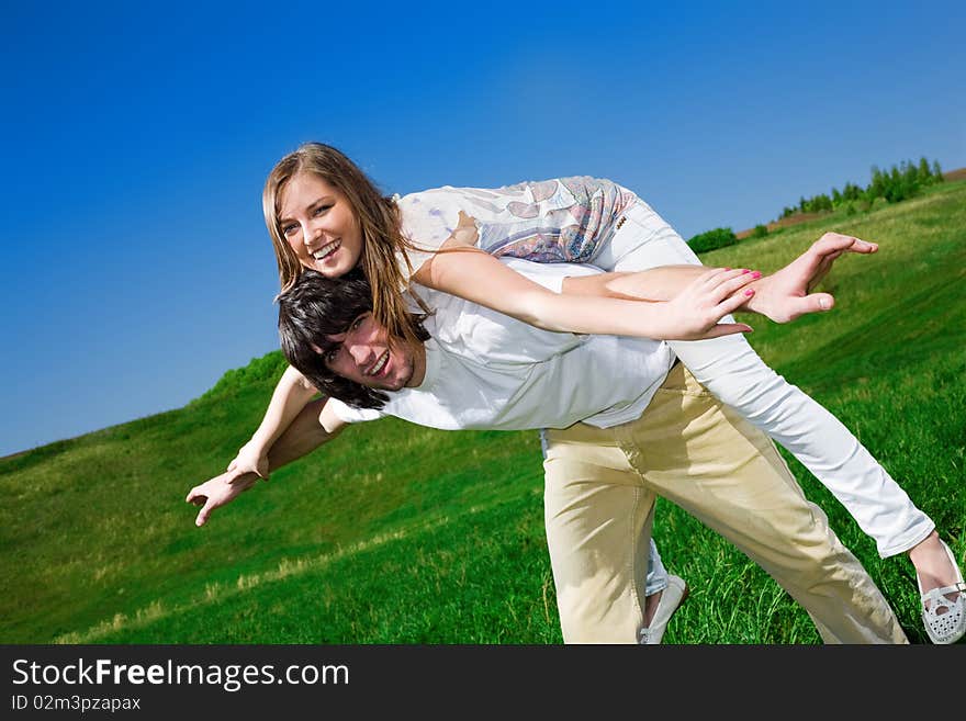 Boy and beautiful girl with smile