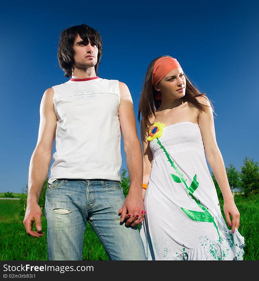 Boy with long-haired girl. Boy with long-haired girl