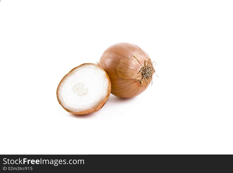 Golden fresh onions isolated on white background, vegetables. Golden fresh onions isolated on white background, vegetables