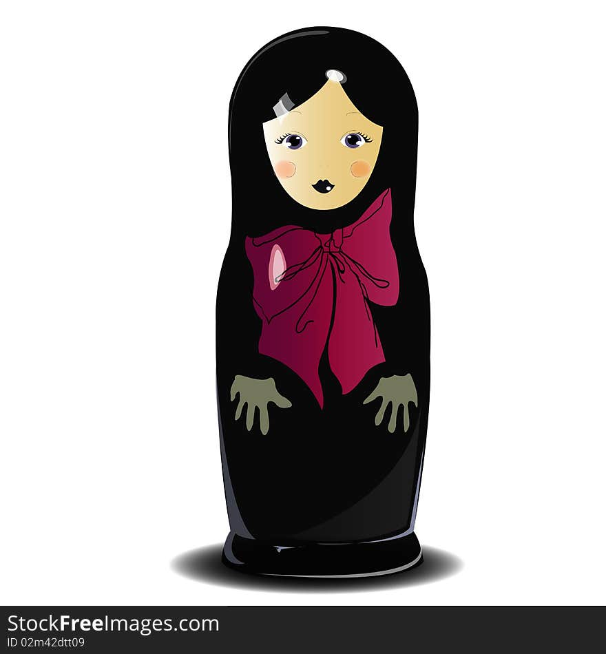 Vector drawing: Russian wooden toy a nested doll