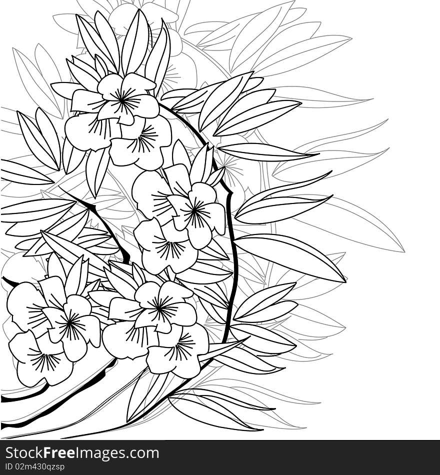 Monochrome floral background. Universal template for greeting card, web page, background