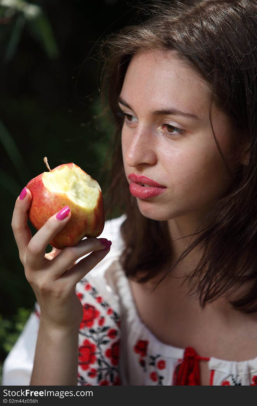 Ukrainian girl with apple