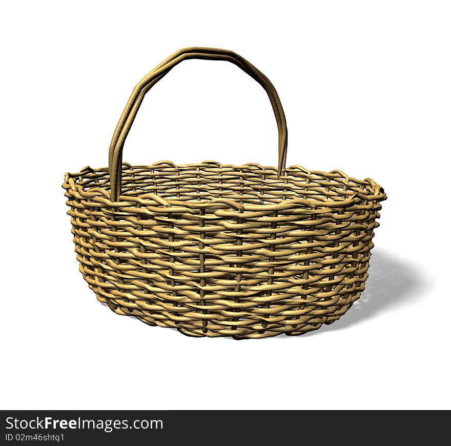 Wood weave basket on the white background