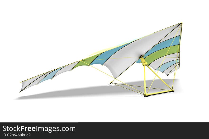 Stand light hang glider on the white background