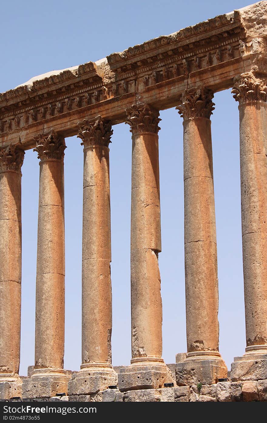 Roman columns in Baalbek, Lebanon