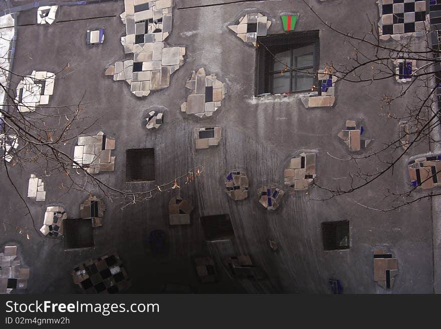 Hundertwasserhaus in Vienna.Fridensraih Hundertwasser