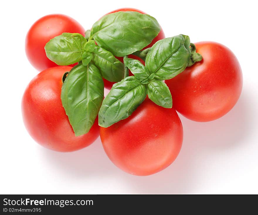 Ripe tomatoes and basil