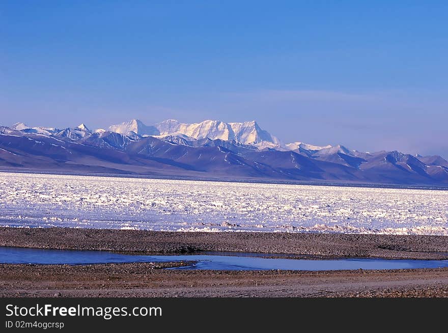 Scenery of snow mountains and ice lake in Tibet. Scenery of snow mountains and ice lake in Tibet